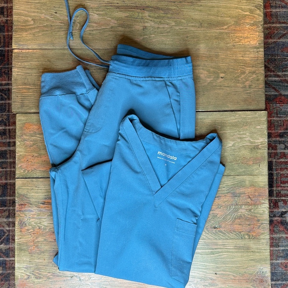 Mandala Teal Scrub Set